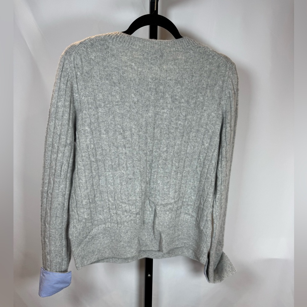 Vineyard Vines Coral Lane Cashmere Sweater Gray w/ Light Blue Cuffs Women’s S - Picture 6 of 8